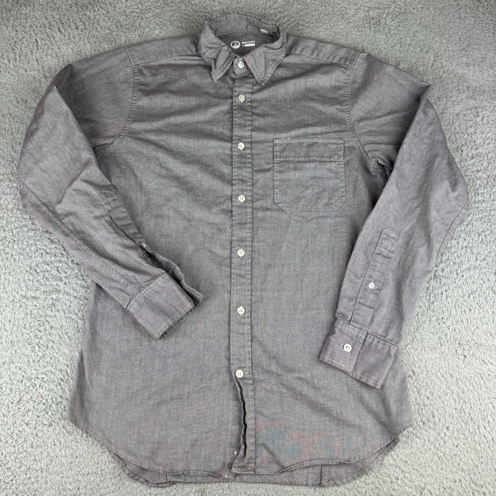 Outlier NYC Blazed Cotton Button Down Mens Large Long Gray Pivot Sleeve USA